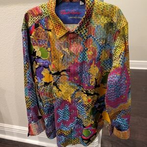 Robert Graham LIMITED EDITION Multicolor Patterned W/Embroidery Dress Shirt